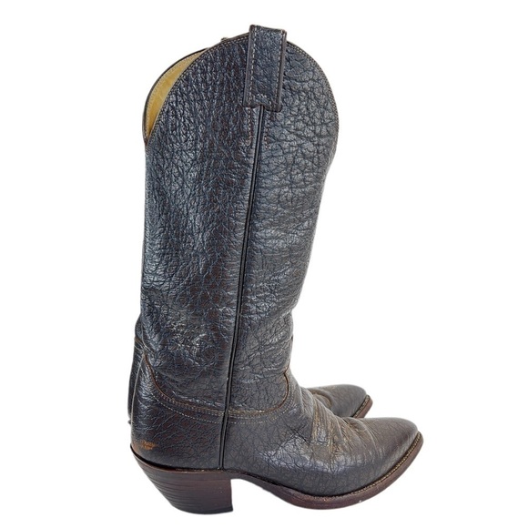 Vintage Justin Men’s Style 1310 Roper Dark Brown Bullhide Cowboy Boots - Picture 7 of 15